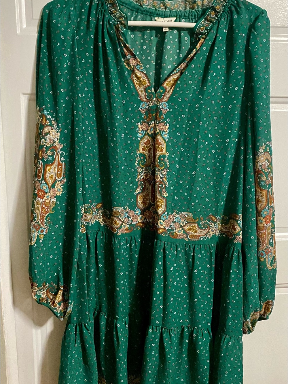 Max Studio Emerald Green Paisley Tunic Dress - Picture 1 of 3